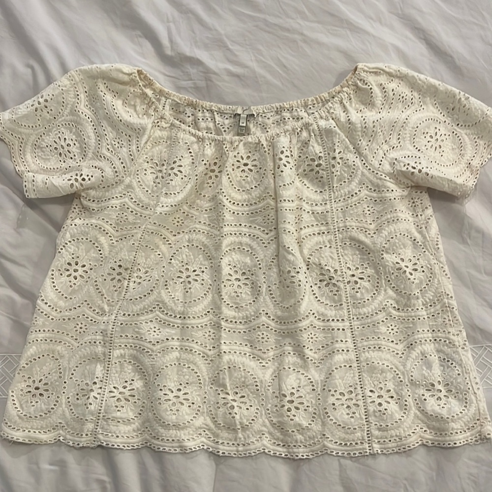 Joie size M white eyelet off the shoulder shirt